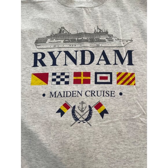Delta Tops - Cruise Line Holland America Ryndam Flag 1994 Maiden Voyage XL Cotton T Shirt VTG